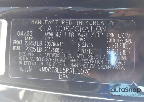 2023 Kia Niro Sx from USA, damaged, VIN KNDCT3LE5P5103070